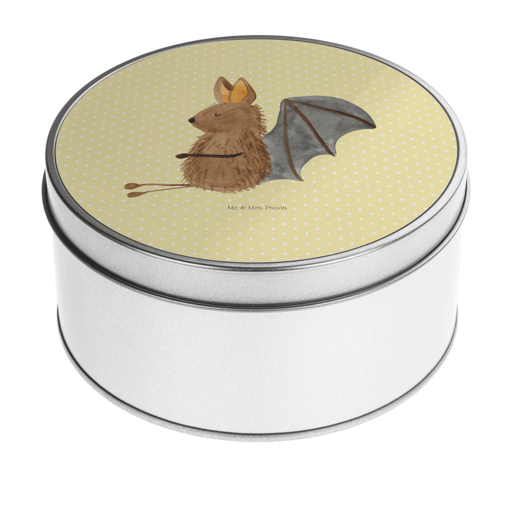 Blechdose rund Fledermaus sitzend Metalldose, Keksdose, Dose, Vorratsdose, Geschenkbox, Tiermotive, Gute Laune, lustige Sprüche, Tiere, Fledermaus, Fledermäuse, Motivation, entspannen