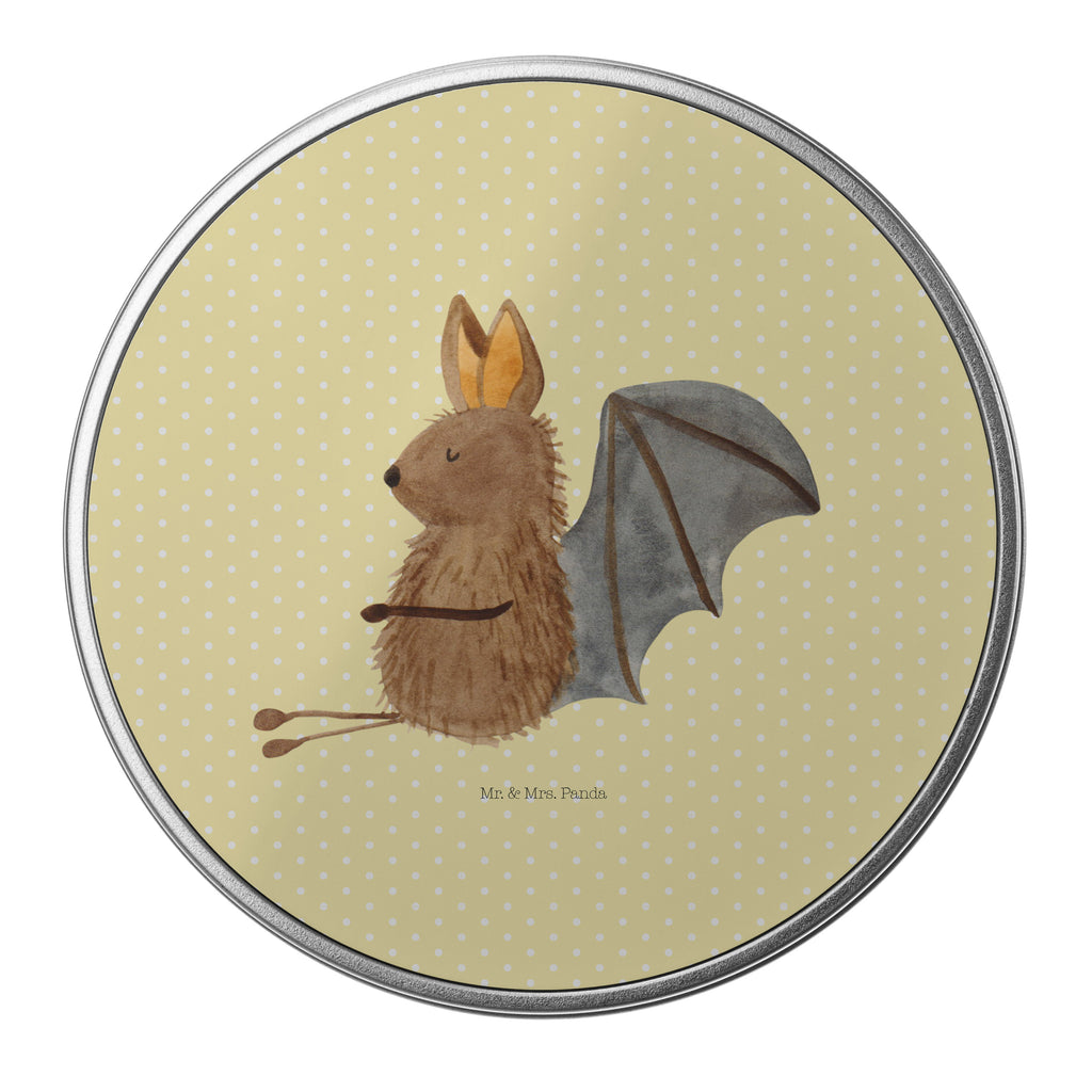 Blechdose rund Fledermaus sitzend Metalldose, Keksdose, Dose, Vorratsdose, Geschenkbox, Tiermotive, Gute Laune, lustige Sprüche, Tiere, Fledermaus, Fledermäuse, Motivation, entspannen