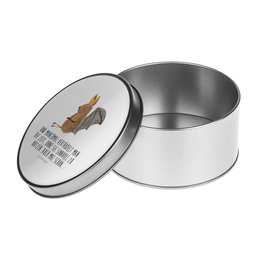 Blechdose rund Fledermaus sitzend Metalldose, Keksdose, Dose, Vorratsdose, Geschenkbox, Tiermotive, Gute Laune, lustige Sprüche, Tiere, Fledermaus, Fledermäuse, Motivation, entspannen