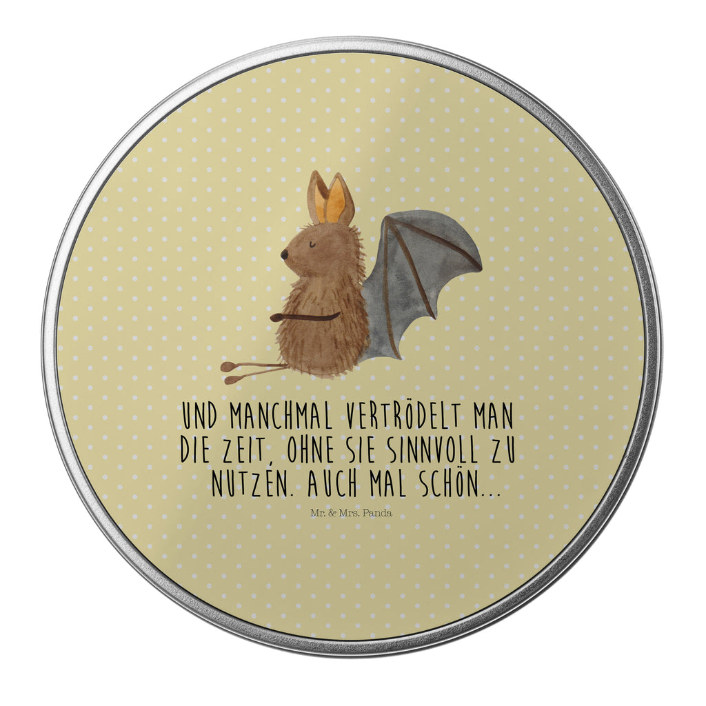 Blechdose rund Fledermaus sitzend Metalldose, Keksdose, Dose, Vorratsdose, Geschenkbox, Tiermotive, Gute Laune, lustige Sprüche, Tiere, Fledermaus, Fledermäuse, Motivation, entspannen