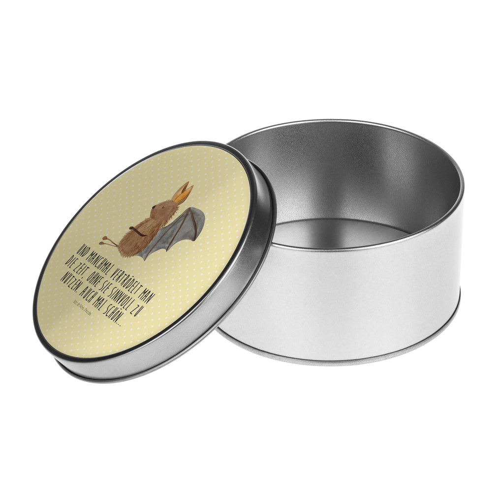 Blechdose rund Fledermaus sitzend Metalldose, Keksdose, Dose, Vorratsdose, Geschenkbox, Tiermotive, Gute Laune, lustige Sprüche, Tiere, Fledermaus, Fledermäuse, Motivation, entspannen