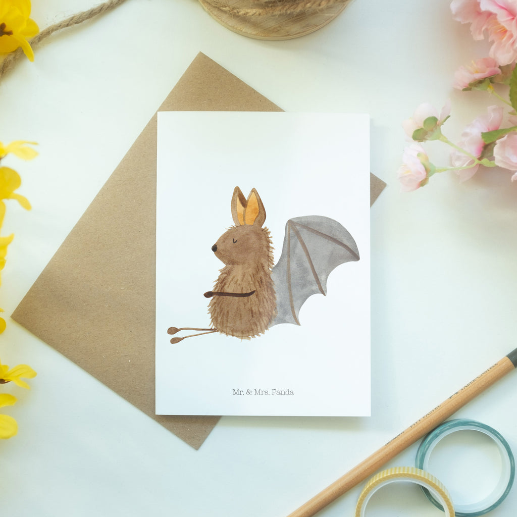 Grußkarte Fledermaus sitzend Klappkarte, Einladungskarte, Glückwunschkarte, Hochzeitskarte, Geburtstagskarte, Karte, Tiermotive, Gute Laune, lustige Sprüche, Tiere, Fledermaus, Fledermäuse, Motivation, entspannen