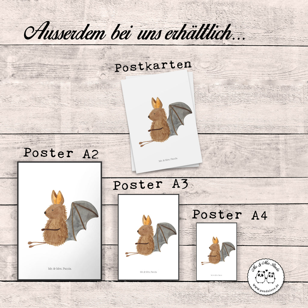 Poster Fledermaus sitzend Poster, Wandposter, Bild, Wanddeko, Küchenposter, Kinderposter, Wanddeko Bild, Raumdekoration, Wanddekoration, Handgemaltes Poster, Mr. & Mrs. Panda Poster, Designposter, Kunstdruck, Posterdruck, Tiermotive, Gute Laune, lustige Sprüche, Tiere, Fledermaus, Fledermäuse, Motivation, entspannen