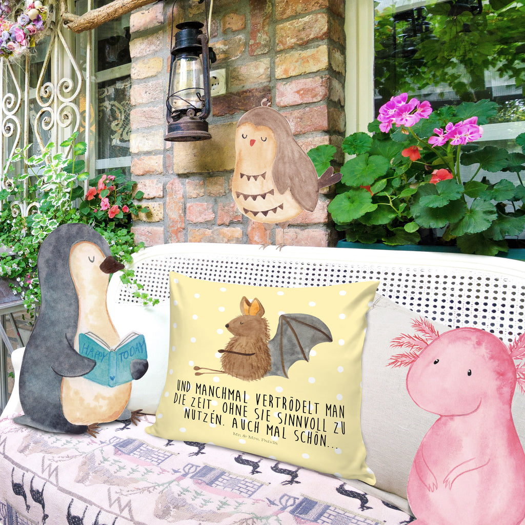 40x40 Kissen Fledermaus sitzend Kissenhülle, Kopfkissen, Sofakissen, Dekokissen, Motivkissen, Tiermotive, Gute Laune, lustige Sprüche, Tiere, Fledermaus, Fledermäuse, Motivation, entspannen