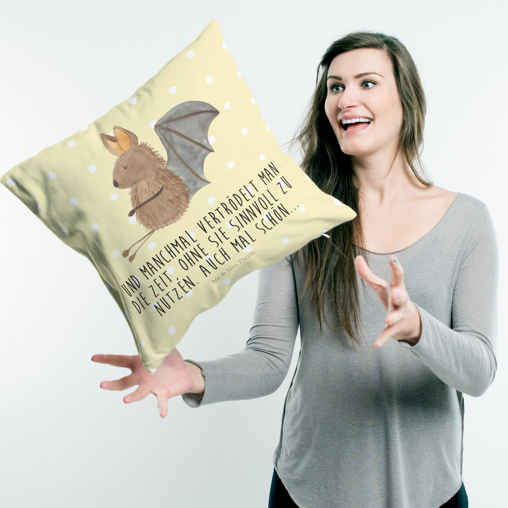 40x40 Kissen Fledermaus sitzend Kissenhülle, Kopfkissen, Sofakissen, Dekokissen, Motivkissen, Tiermotive, Gute Laune, lustige Sprüche, Tiere, Fledermaus, Fledermäuse, Motivation, entspannen