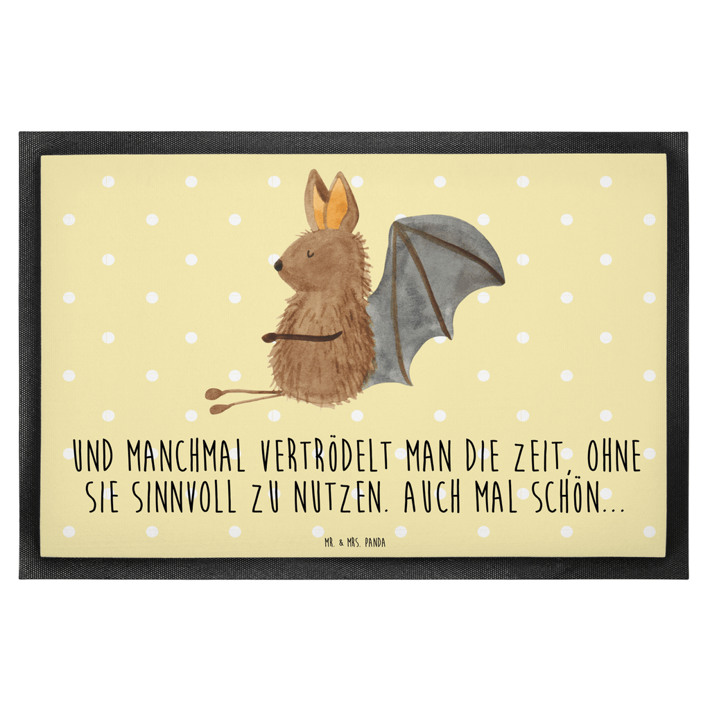 Fußmatte Fledermaus sitzend Fledermaus, Fledermäuse, Motivation, entspannen Türvorleger, Schmutzmatte, Fußabtreter, Matte, Schmutzfänger, Fußabstreifer, Schmutzfangmatte, Türmatte, Motivfußmatte,  Haustürmatte, Vorleger  süße Tiermotive, gute Laune, lustige Sprüche, Tiere