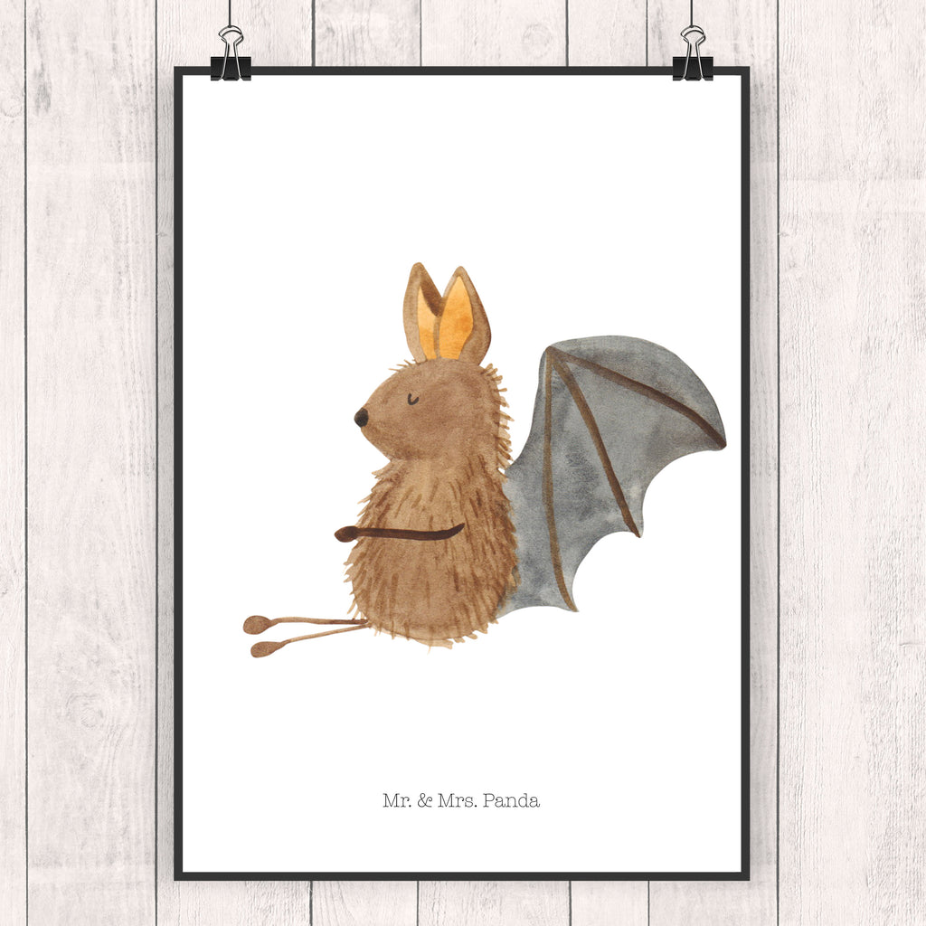 Poster Fledermaus sitzend Poster, Wandposter, Bild, Wanddeko, Küchenposter, Kinderposter, Wanddeko Bild, Raumdekoration, Wanddekoration, Handgemaltes Poster, Mr. & Mrs. Panda Poster, Designposter, Kunstdruck, Posterdruck, Tiermotive, Gute Laune, lustige Sprüche, Tiere, Fledermaus, Fledermäuse, Motivation, entspannen