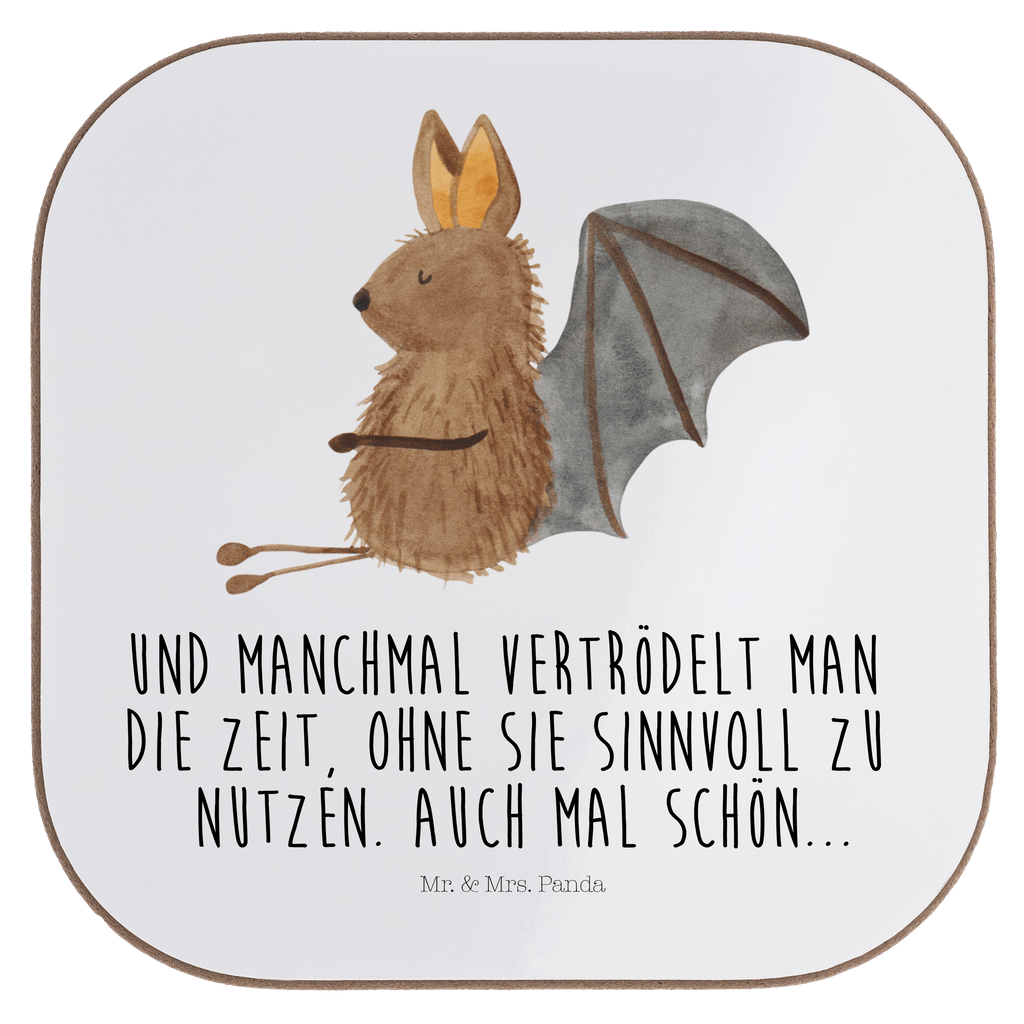 Quadratische Untersetzer Fledermaus sitzend Bierdeckel, Glasuntersetzer, Untersetzer Gläser, Getränkeuntersetzer, Tiermotive, Gute Laune, lustige Sprüche, Tiere, Fledermaus, Fledermäuse, Motivation, entspannen
