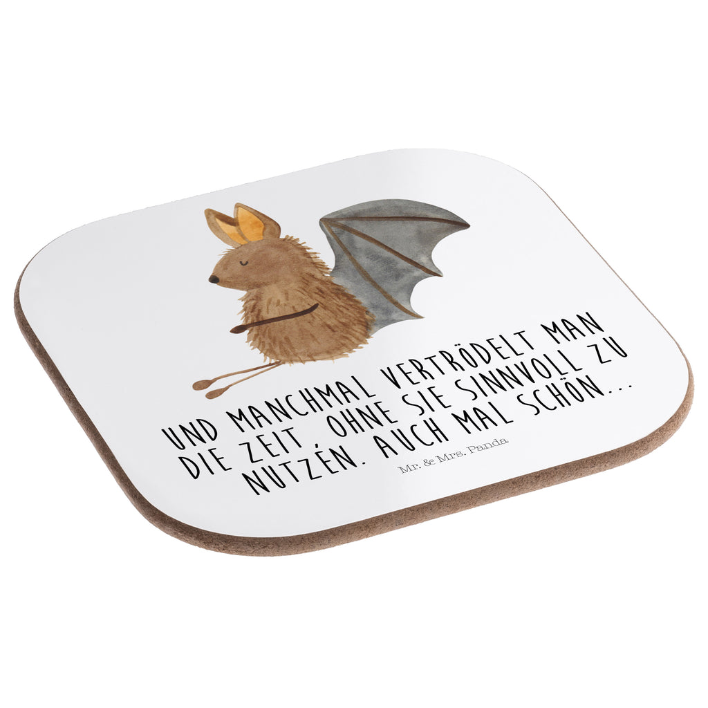 Quadratische Untersetzer Fledermaus sitzend Bierdeckel, Glasuntersetzer, Untersetzer Gläser, Getränkeuntersetzer, Tiermotive, Gute Laune, lustige Sprüche, Tiere, Fledermaus, Fledermäuse, Motivation, entspannen
