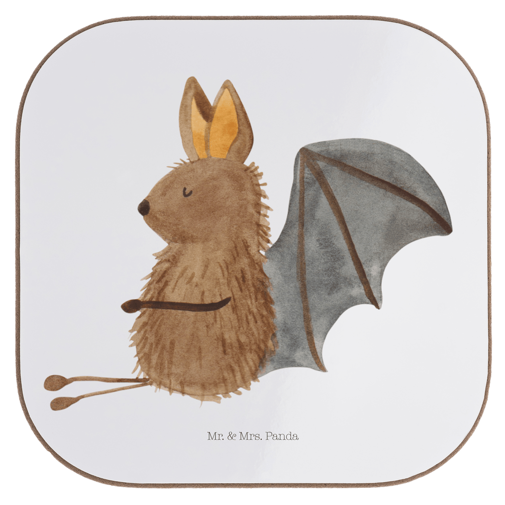 Quadratische Untersetzer Fledermaus sitzend Bierdeckel, Glasuntersetzer, Untersetzer Gläser, Getränkeuntersetzer, Tiermotive, Gute Laune, lustige Sprüche, Tiere, Fledermaus, Fledermäuse, Motivation, entspannen