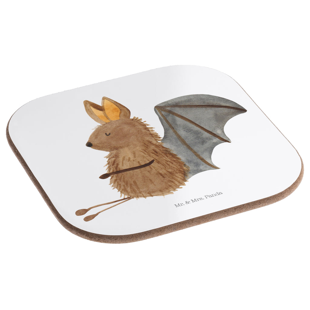Quadratische Untersetzer Fledermaus sitzend Bierdeckel, Glasuntersetzer, Untersetzer Gläser, Getränkeuntersetzer, Tiermotive, Gute Laune, lustige Sprüche, Tiere, Fledermaus, Fledermäuse, Motivation, entspannen