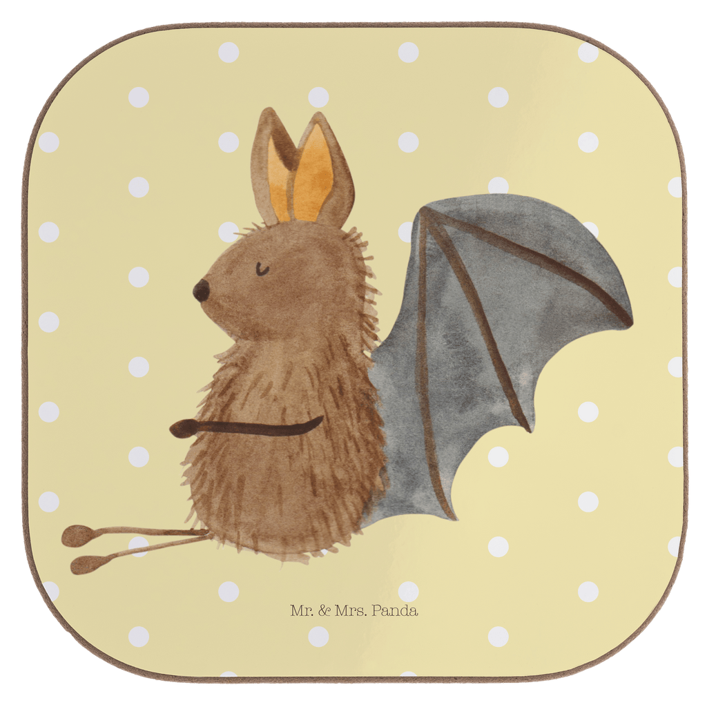 Quadratische Untersetzer Fledermaus sitzend Bierdeckel, Glasuntersetzer, Untersetzer Gläser, Getränkeuntersetzer, Tiermotive, Gute Laune, lustige Sprüche, Tiere, Fledermaus, Fledermäuse, Motivation, entspannen