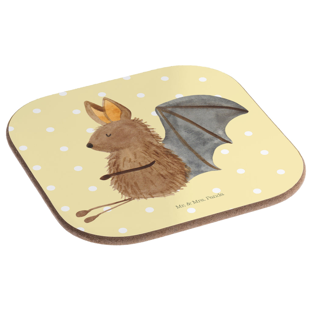 Quadratische Untersetzer Fledermaus sitzend Bierdeckel, Glasuntersetzer, Untersetzer Gläser, Getränkeuntersetzer, Tiermotive, Gute Laune, lustige Sprüche, Tiere, Fledermaus, Fledermäuse, Motivation, entspannen