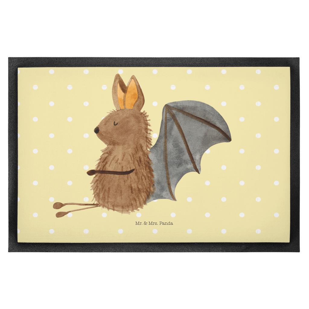 Fußmatte Fledermaus sitzend Fledermaus, Fledermäuse, Motivation, entspannen Türvorleger, Schmutzmatte, Fußabtreter, Matte, Schmutzfänger, Fußabstreifer, Schmutzfangmatte, Türmatte, Motivfußmatte,  Haustürmatte, Vorleger  süße Tiermotive, gute Laune, lustige Sprüche, Tiere