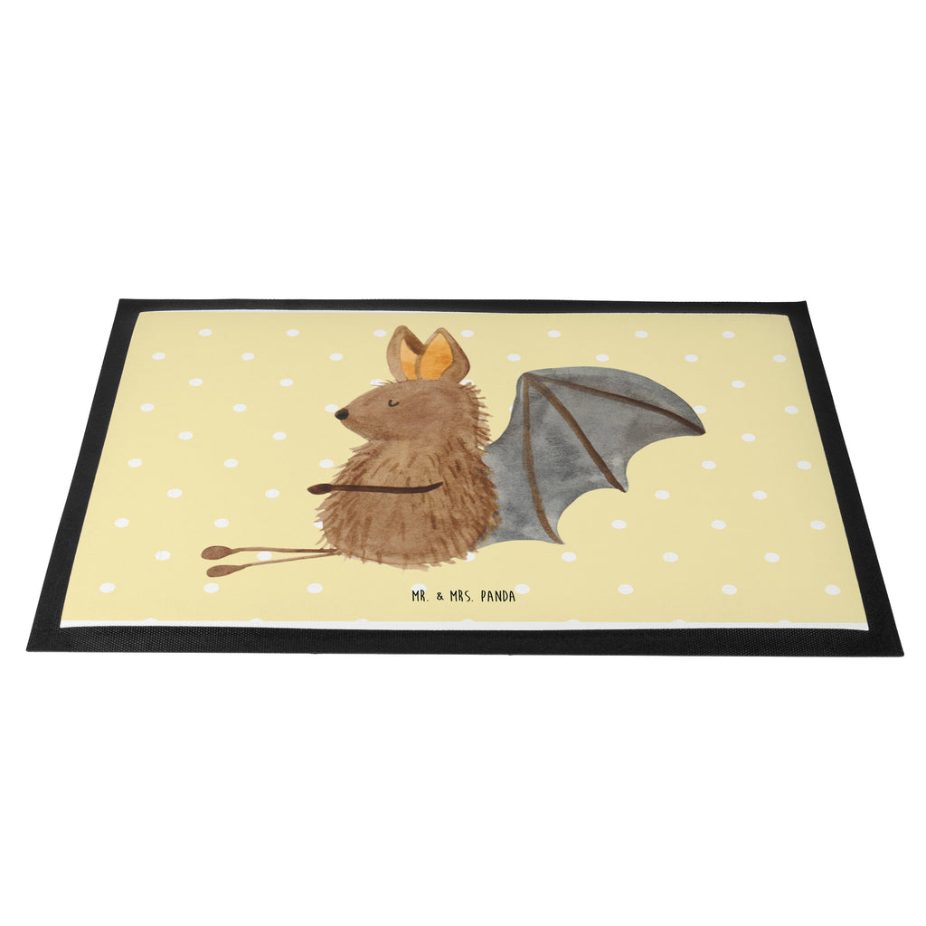 Fußmatte Fledermaus sitzend Fledermaus, Fledermäuse, Motivation, entspannen Türvorleger, Schmutzmatte, Fußabtreter, Matte, Schmutzfänger, Fußabstreifer, Schmutzfangmatte, Türmatte, Motivfußmatte,  Haustürmatte, Vorleger  süße Tiermotive, gute Laune, lustige Sprüche, Tiere