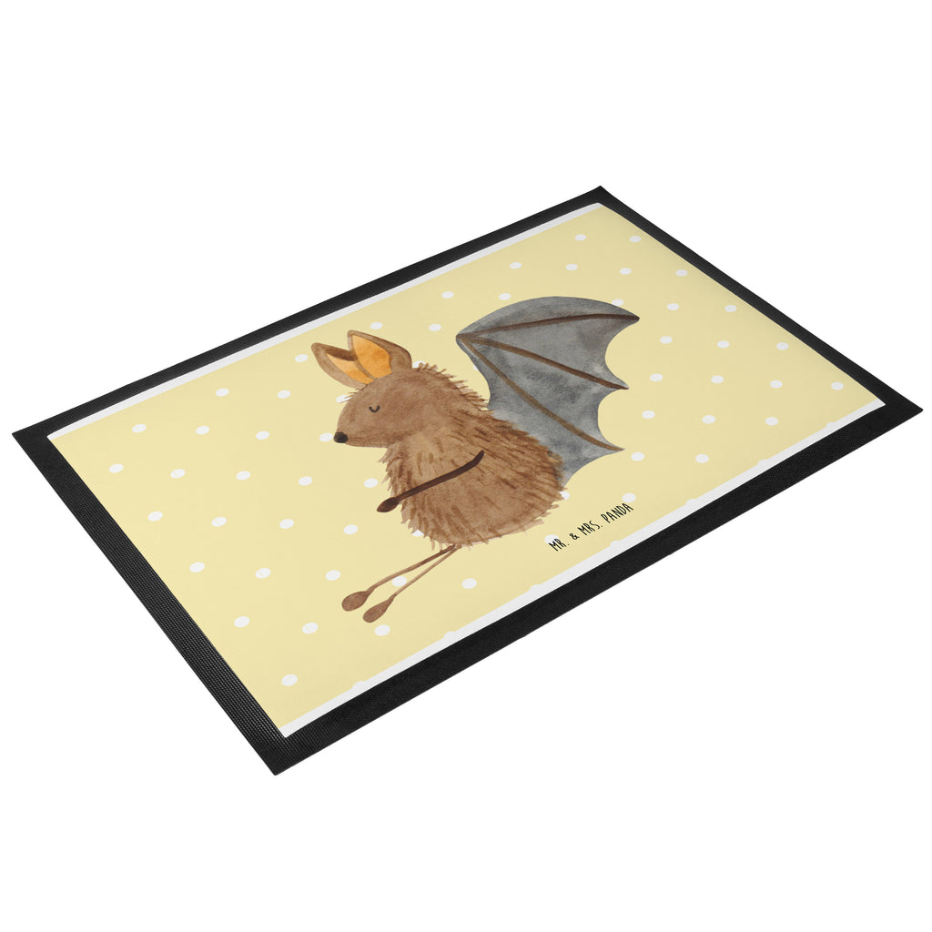 Fußmatte Fledermaus sitzend Fledermaus, Fledermäuse, Motivation, entspannen Türvorleger, Schmutzmatte, Fußabtreter, Matte, Schmutzfänger, Fußabstreifer, Schmutzfangmatte, Türmatte, Motivfußmatte,  Haustürmatte, Vorleger  süße Tiermotive, gute Laune, lustige Sprüche, Tiere