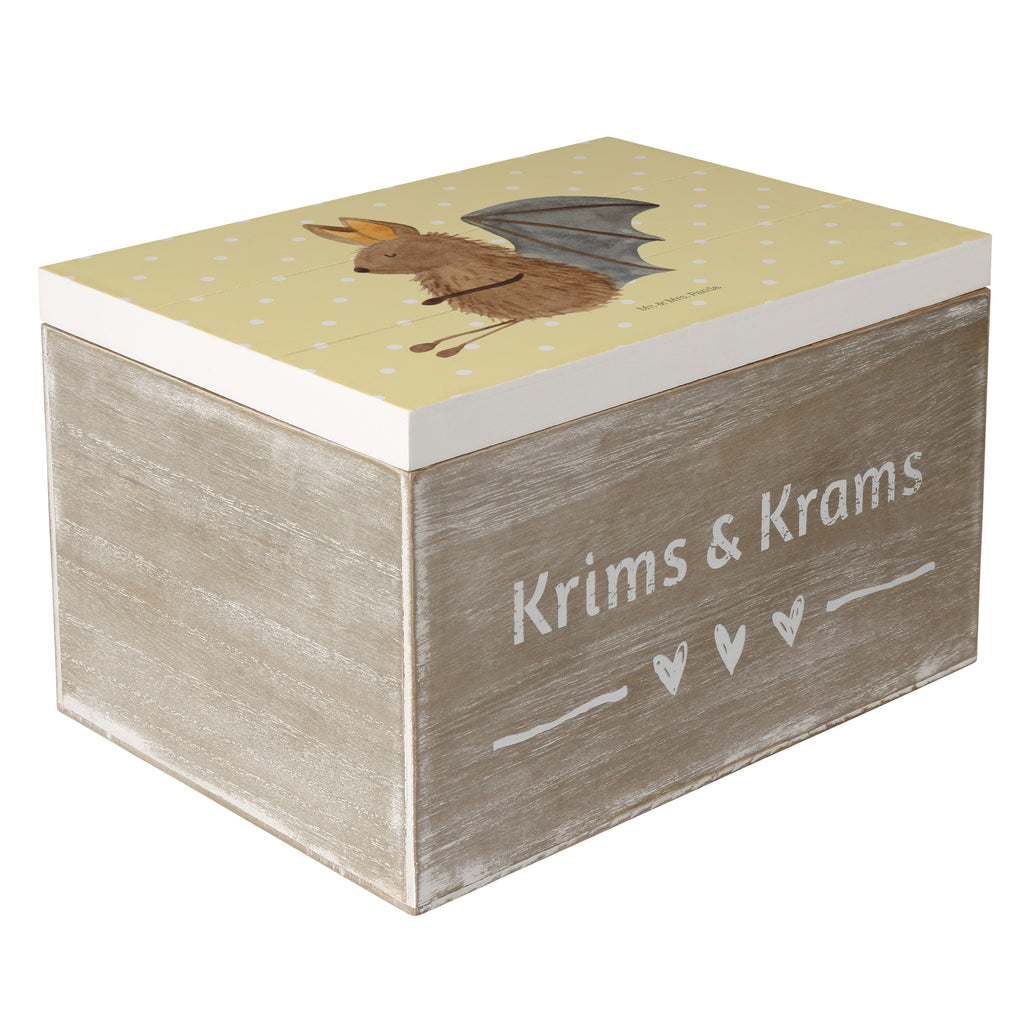 Holzkiste Fledermaus sitzend Holzkiste, Kiste, Schatzkiste, Truhe, Schatulle, XXL, Erinnerungsbox, Erinnerungskiste, Dekokiste, Aufbewahrungsbox, Tiermotive, Gute Laune, lustige Sprüche, Tiere, Fledermaus, Fledermäuse, Motivation, entspannen