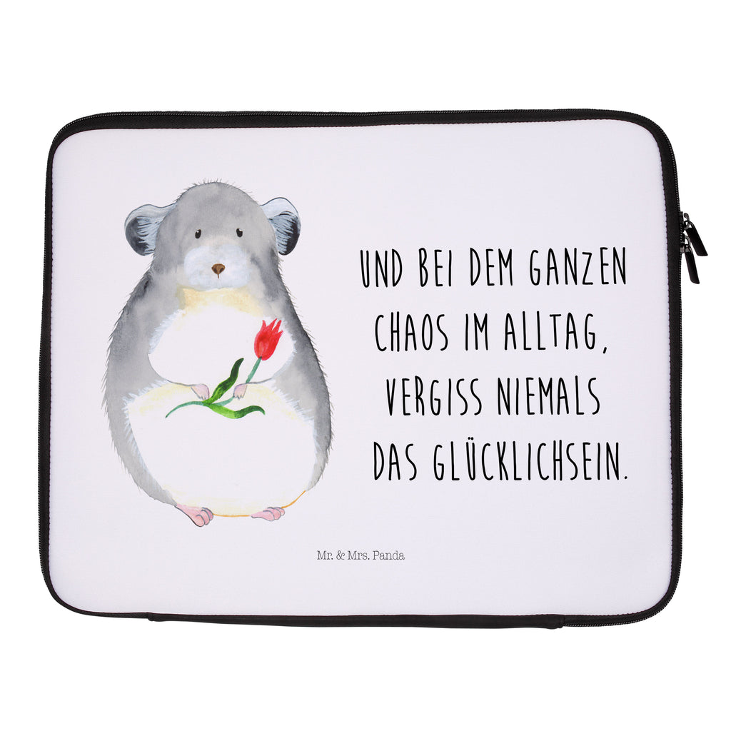 20 x 28 Notebook Tasche  Chinchilla mit Blume Notebook Tasche, Laptop, Computertasche, Tasche, Tiermotive, Gute Laune, lustige Sprüche, Tiere, Chinchilla, Chinchillas, Liebeskummer, Kummer, Depressionen, traurig sein, Chaos, Glücklichsein, Büro, Büroalltag