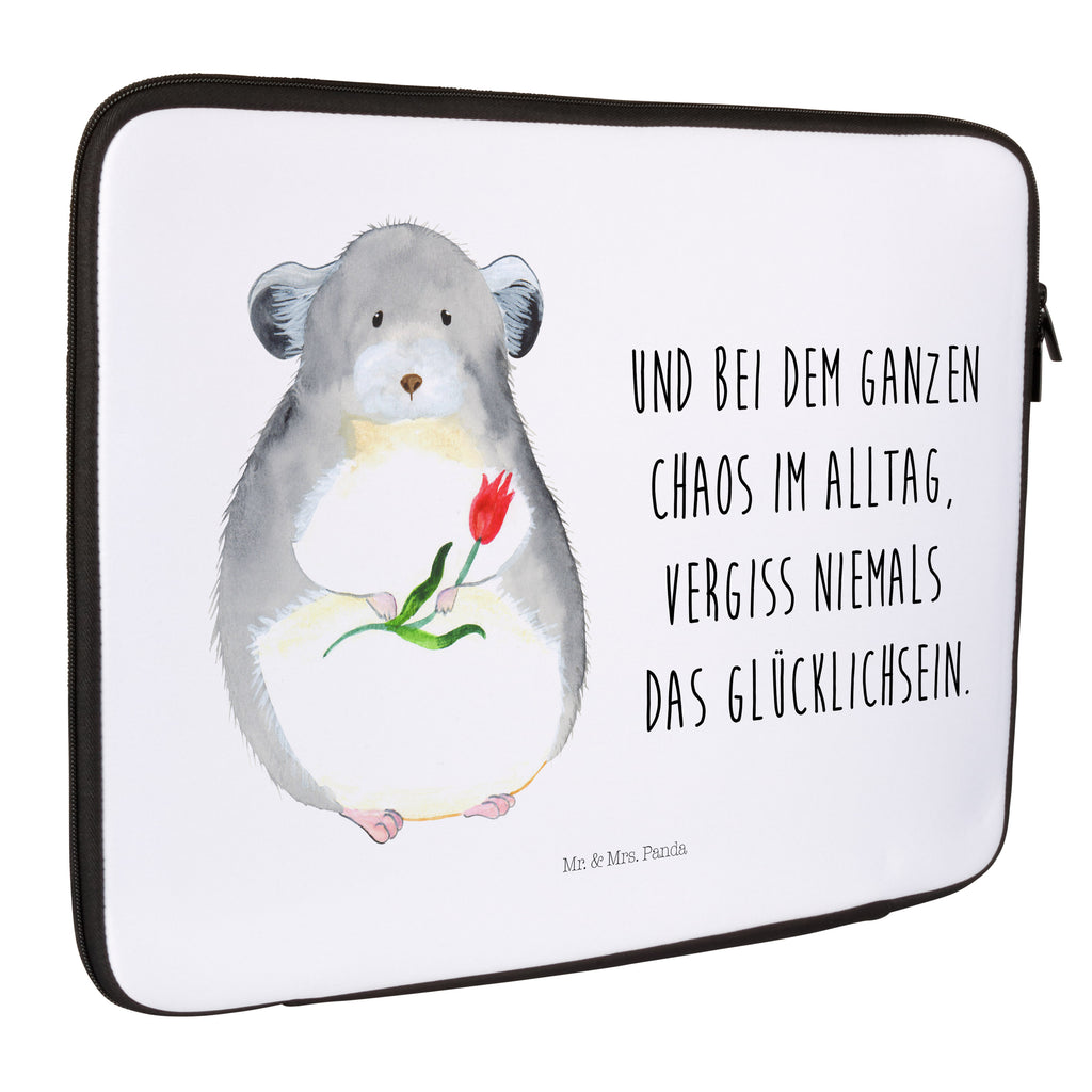 20 x 28 Notebook Tasche  Chinchilla mit Blume Notebook Tasche, Laptop, Computertasche, Tasche, Tiermotive, Gute Laune, lustige Sprüche, Tiere, Chinchilla, Chinchillas, Liebeskummer, Kummer, Depressionen, traurig sein, Chaos, Glücklichsein, Büro, Büroalltag