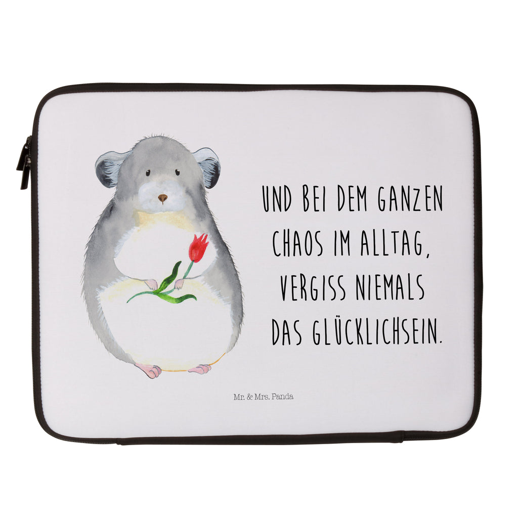 20 x 28 Notebook Tasche  Chinchilla mit Blume Notebook Tasche, Laptop, Computertasche, Tasche, Tiermotive, Gute Laune, lustige Sprüche, Tiere, Chinchilla, Chinchillas, Liebeskummer, Kummer, Depressionen, traurig sein, Chaos, Glücklichsein, Büro, Büroalltag
