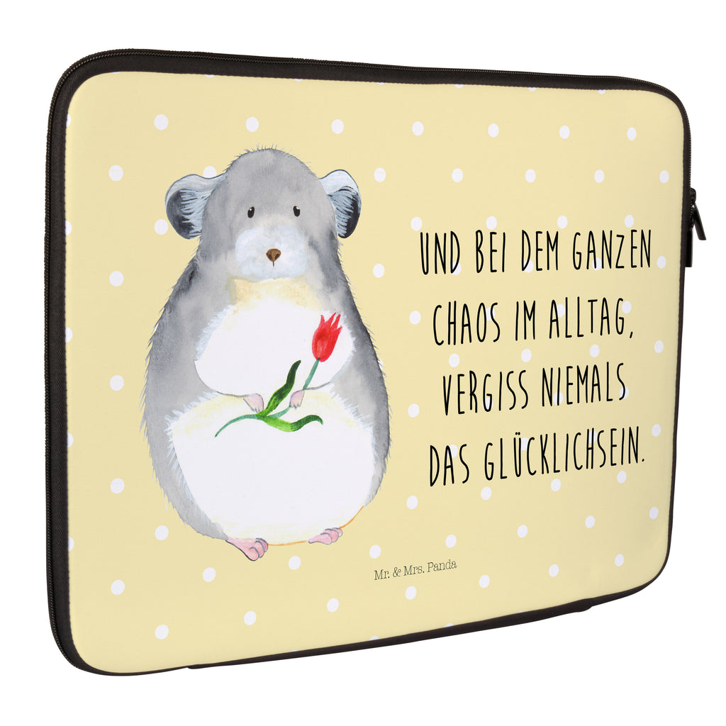 20 x 28 Notebook Tasche  Chinchilla mit Blume Notebook Tasche, Laptop, Computertasche, Tasche, Tiermotive, Gute Laune, lustige Sprüche, Tiere, Chinchilla, Chinchillas, Liebeskummer, Kummer, Depressionen, traurig sein, Chaos, Glücklichsein, Büro, Büroalltag