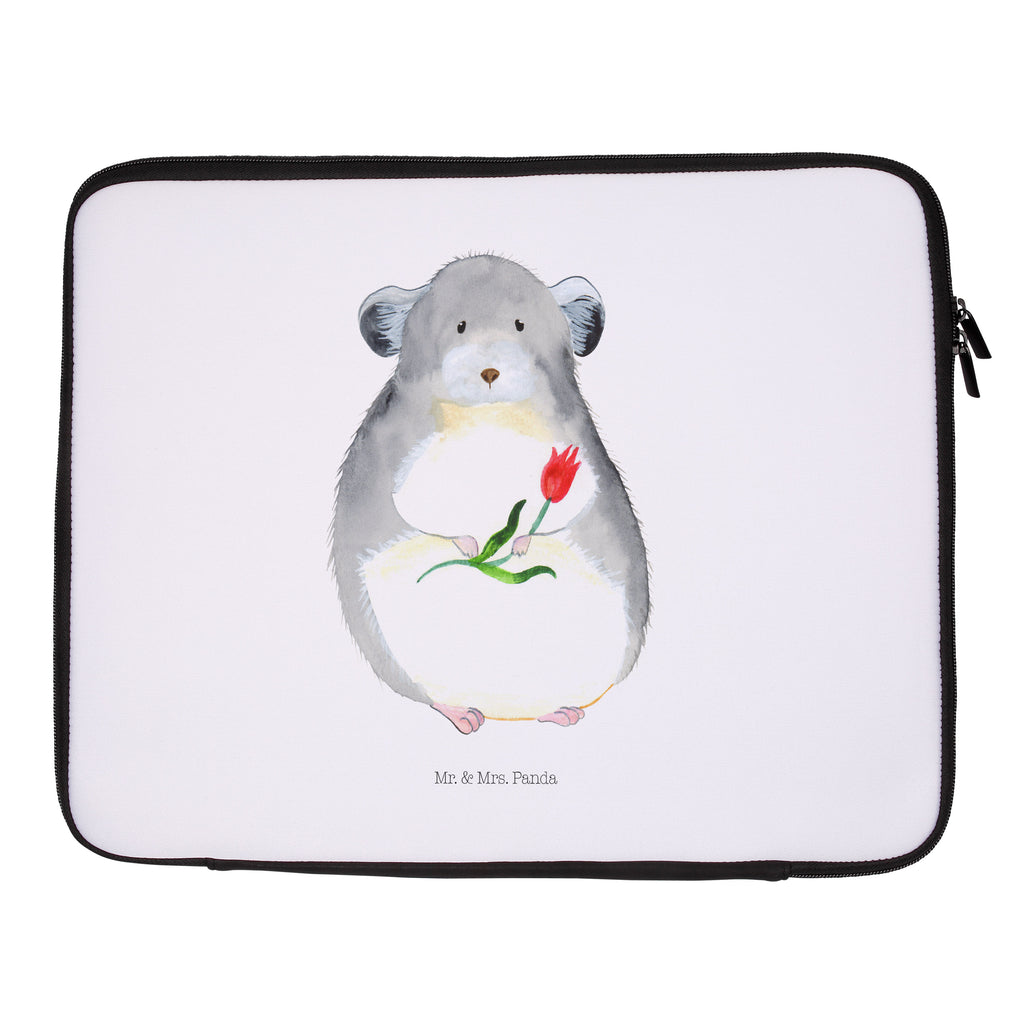 20 x 28 Notebook Tasche  Chinchilla mit Blume Notebook Tasche, Laptop, Computertasche, Tasche, Tiermotive, Gute Laune, lustige Sprüche, Tiere, Chinchilla, Chinchillas, Liebeskummer, Kummer, Depressionen, traurig sein, Chaos, Glücklichsein, Büro, Büroalltag