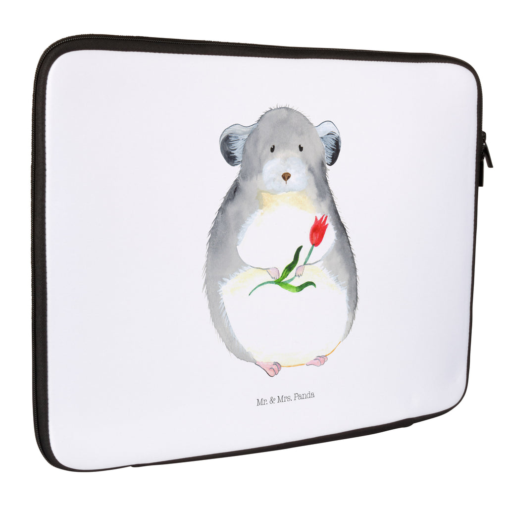 20 x 28 Notebook Tasche  Chinchilla mit Blume Notebook Tasche, Laptop, Computertasche, Tasche, Tiermotive, Gute Laune, lustige Sprüche, Tiere, Chinchilla, Chinchillas, Liebeskummer, Kummer, Depressionen, traurig sein, Chaos, Glücklichsein, Büro, Büroalltag