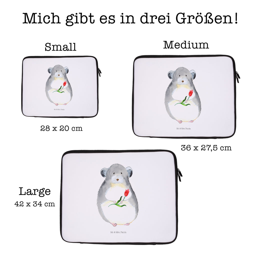 20 x 28 Notebook Tasche  Chinchilla mit Blume Notebook Tasche, Laptop, Computertasche, Tasche, Tiermotive, Gute Laune, lustige Sprüche, Tiere, Chinchilla, Chinchillas, Liebeskummer, Kummer, Depressionen, traurig sein, Chaos, Glücklichsein, Büro, Büroalltag
