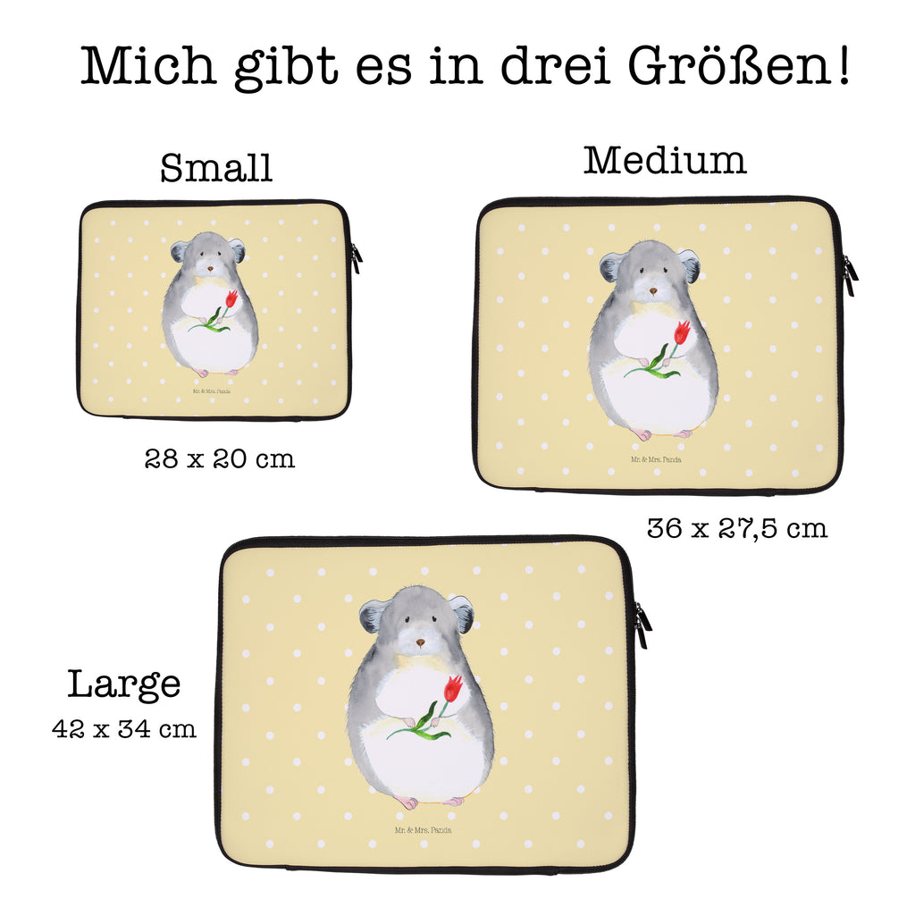 20 x 28 Notebook Tasche  Chinchilla mit Blume Notebook Tasche, Laptop, Computertasche, Tasche, Tiermotive, Gute Laune, lustige Sprüche, Tiere, Chinchilla, Chinchillas, Liebeskummer, Kummer, Depressionen, traurig sein, Chaos, Glücklichsein, Büro, Büroalltag