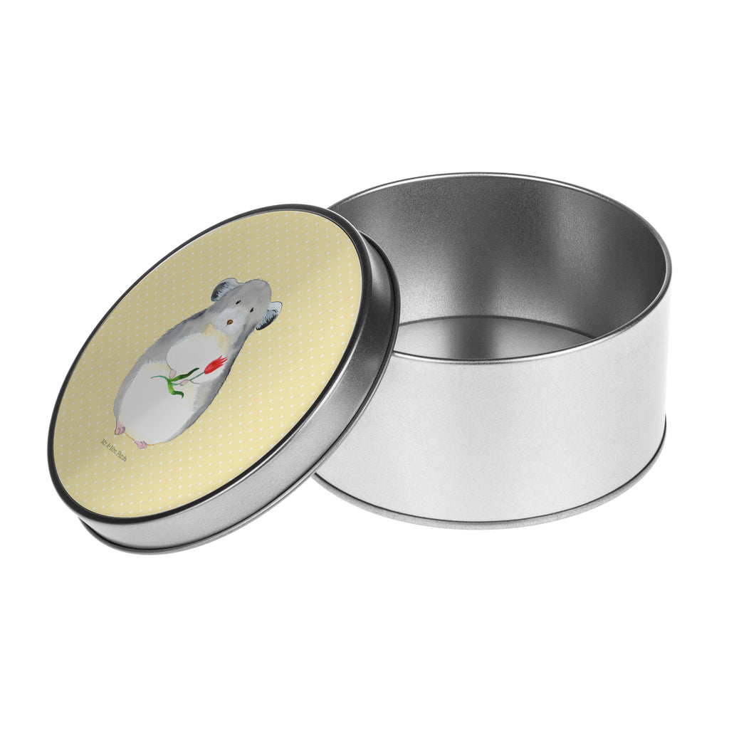 Blechdose rund Chinchilla mit Blume Metalldose, Keksdose, Dose, Vorratsdose, Geschenkbox, Tiermotive, Gute Laune, lustige Sprüche, Tiere, Chinchilla, Chinchillas, Liebeskummer, Kummer, Depressionen, traurig sein, Chaos, Glücklichsein, Büro, Büroalltag