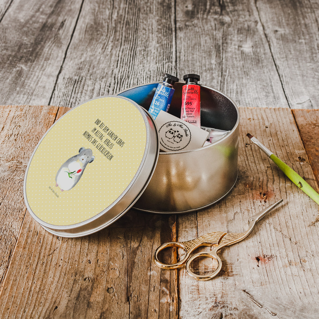 Blechdose rund Chinchilla mit Blume Metalldose, Keksdose, Dose, Vorratsdose, Geschenkbox, Tiermotive, Gute Laune, lustige Sprüche, Tiere, Chinchilla, Chinchillas, Liebeskummer, Kummer, Depressionen, traurig sein, Chaos, Glücklichsein, Büro, Büroalltag