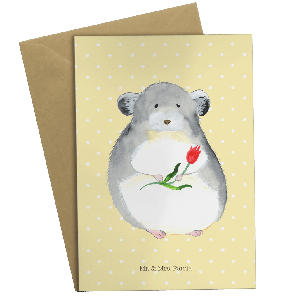 Grußkarte Chinchilla mit Blume Klappkarte, Einladungskarte, Glückwunschkarte, Hochzeitskarte, Geburtstagskarte, Karte, Tiermotive, Gute Laune, lustige Sprüche, Tiere, Chinchilla, Chinchillas, Liebeskummer, Kummer, Depressionen, traurig sein, Chaos, Glücklichsein, Büro, Büroalltag