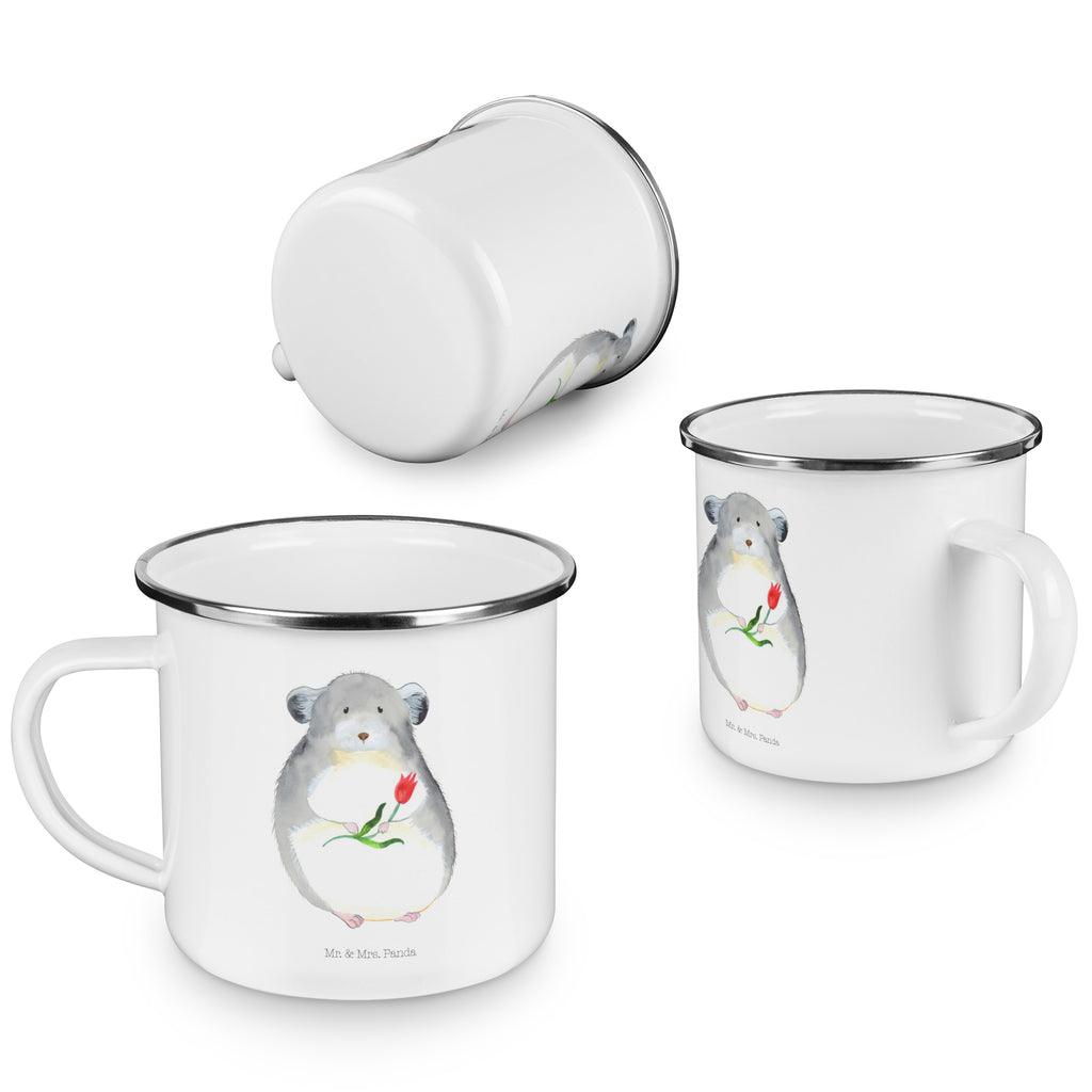 Camping Emaille Tasse Chinchilla mit Blume Campingtasse, Trinkbecher, Metalltasse, Outdoor Tasse, Emaille Trinkbecher, Blechtasse Outdoor, Emaille Campingbecher, Edelstahl Trinkbecher, Metalltasse für Camping, Kaffee Blechtasse, Camping Tasse Metall, Tiermotive, Gute Laune, lustige Sprüche, Tiere, Chinchilla, Chinchillas, Liebeskummer, Kummer, Depressionen, traurig sein, Chaos, Glücklichsein, Büro, Büroalltag