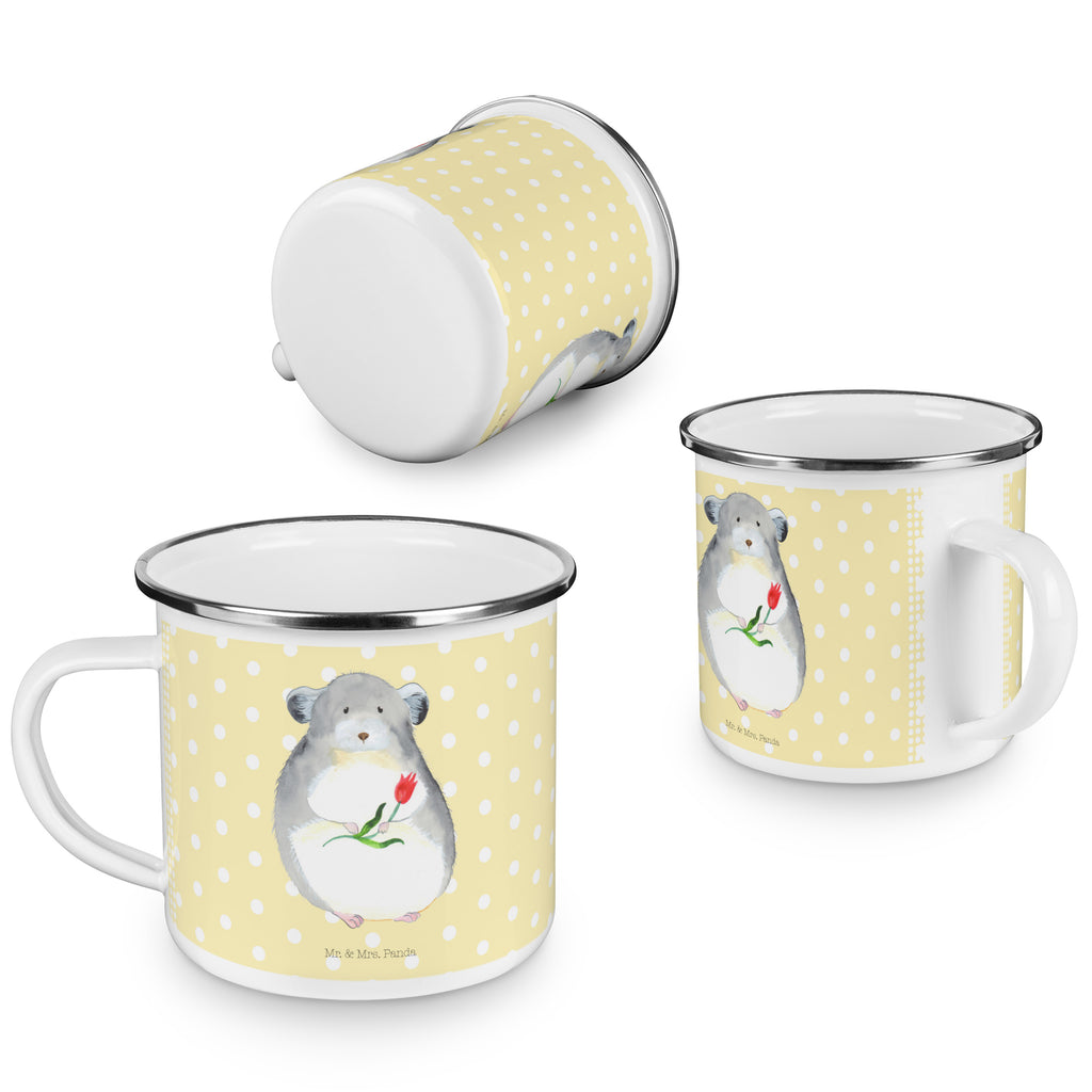Camping Emaille Tasse Chinchilla mit Blume Campingtasse, Trinkbecher, Metalltasse, Outdoor Tasse, Emaille Trinkbecher, Blechtasse Outdoor, Emaille Campingbecher, Edelstahl Trinkbecher, Metalltasse für Camping, Kaffee Blechtasse, Camping Tasse Metall, Tiermotive, Gute Laune, lustige Sprüche, Tiere, Chinchilla, Chinchillas, Liebeskummer, Kummer, Depressionen, traurig sein, Chaos, Glücklichsein, Büro, Büroalltag