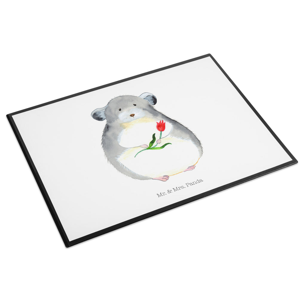 Schreibtischunterlage Chinchilla mit Blume Schreibunterlage, Schreibtischauflage, Bürobedarf, Büroartikel, Schreibwaren, Schreibtisch Unterlagen, Schreibtischunterlage Groß, Tiermotive, Gute Laune, lustige Sprüche, Tiere, Chinchilla, Chinchillas, Liebeskummer, Kummer, Depressionen, traurig sein, Chaos, Glücklichsein, Büro, Büroalltag