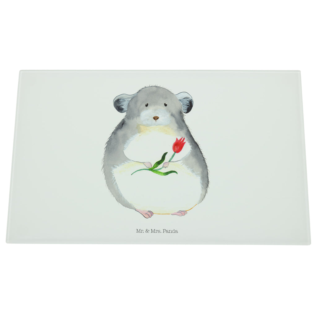 Medium Glas Schneidbrett Chinchilla mit Blume Glasschneidebrett, Schneidebrett, Tiermotive, Gute Laune, lustige Sprüche, Tiere, Chinchilla, Chinchillas, Liebeskummer, Kummer, Depressionen, traurig sein, Chaos, Glücklichsein, Büro, Büroalltag