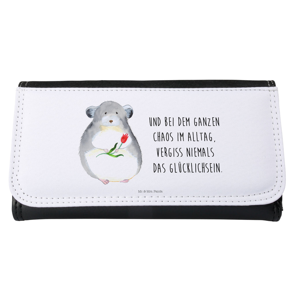 Damen Portemonnaie Chinchilla mit Blume Portemonnaie, Portemonee, Geldbörse, Damen, Groß, XXL, Geldbeutel, Portemonnaies, Tiermotive, Gute Laune, lustige Sprüche, Tiere, Chinchilla, Chinchillas, Liebeskummer, Kummer, Depressionen, traurig sein, Chaos, Glücklichsein, Büro, Büroalltag