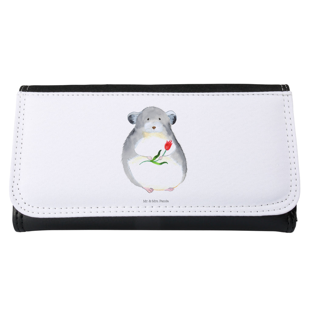 Damen Portemonnaie Chinchilla mit Blume Portemonnaie, Portemonee, Geldbörse, Damen, Groß, XXL, Geldbeutel, Portemonnaies, Tiermotive, Gute Laune, lustige Sprüche, Tiere, Chinchilla, Chinchillas, Liebeskummer, Kummer, Depressionen, traurig sein, Chaos, Glücklichsein, Büro, Büroalltag