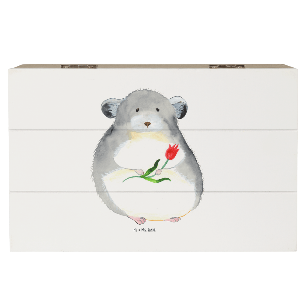 Holzkiste Chinchilla mit Blume Holzkiste, Kiste, Schatzkiste, Truhe, Schatulle, XXL, Erinnerungsbox, Erinnerungskiste, Dekokiste, Aufbewahrungsbox, Tiermotive, Gute Laune, lustige Sprüche, Tiere, Chinchilla, Chinchillas, Liebeskummer, Kummer, Depressionen, traurig sein, Chaos, Glücklichsein, Büro, Büroalltag