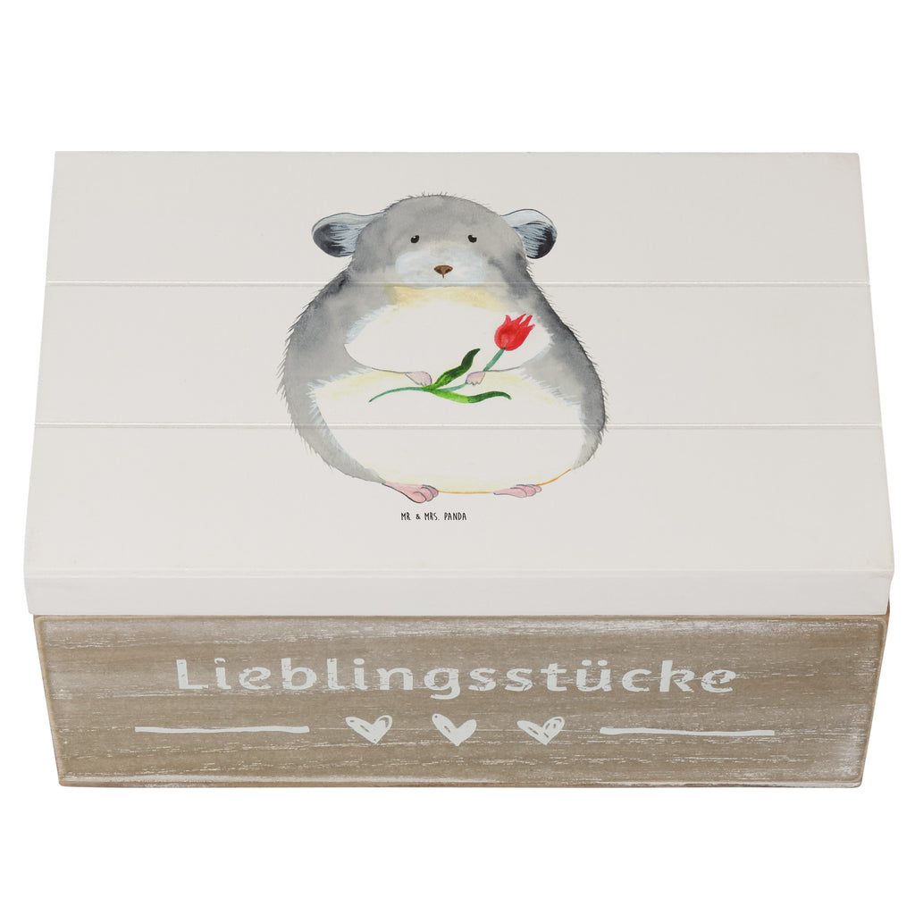 Holzkiste Chinchilla mit Blume Holzkiste, Kiste, Schatzkiste, Truhe, Schatulle, XXL, Erinnerungsbox, Erinnerungskiste, Dekokiste, Aufbewahrungsbox, Tiermotive, Gute Laune, lustige Sprüche, Tiere, Chinchilla, Chinchillas, Liebeskummer, Kummer, Depressionen, traurig sein, Chaos, Glücklichsein, Büro, Büroalltag