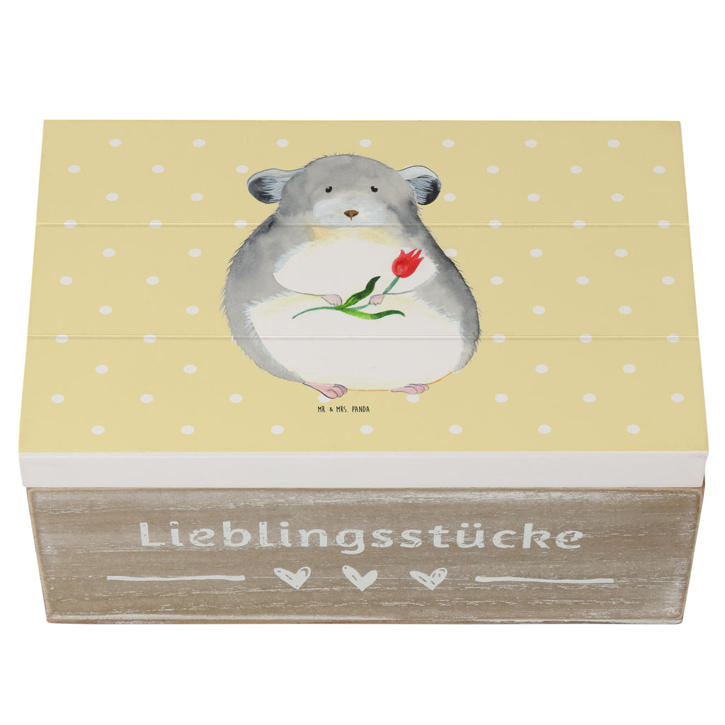 Holzkiste Chinchilla mit Blume Holzkiste, Kiste, Schatzkiste, Truhe, Schatulle, XXL, Erinnerungsbox, Erinnerungskiste, Dekokiste, Aufbewahrungsbox, Tiermotive, Gute Laune, lustige Sprüche, Tiere, Chinchilla, Chinchillas, Liebeskummer, Kummer, Depressionen, traurig sein, Chaos, Glücklichsein, Büro, Büroalltag