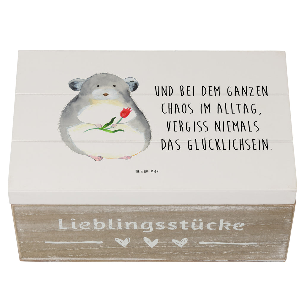 Holzkiste Chinchilla mit Blume Holzkiste, Kiste, Schatzkiste, Truhe, Schatulle, XXL, Erinnerungsbox, Erinnerungskiste, Dekokiste, Aufbewahrungsbox, Tiermotive, Gute Laune, lustige Sprüche, Tiere, Chinchilla, Chinchillas, Liebeskummer, Kummer, Depressionen, traurig sein, Chaos, Glücklichsein, Büro, Büroalltag