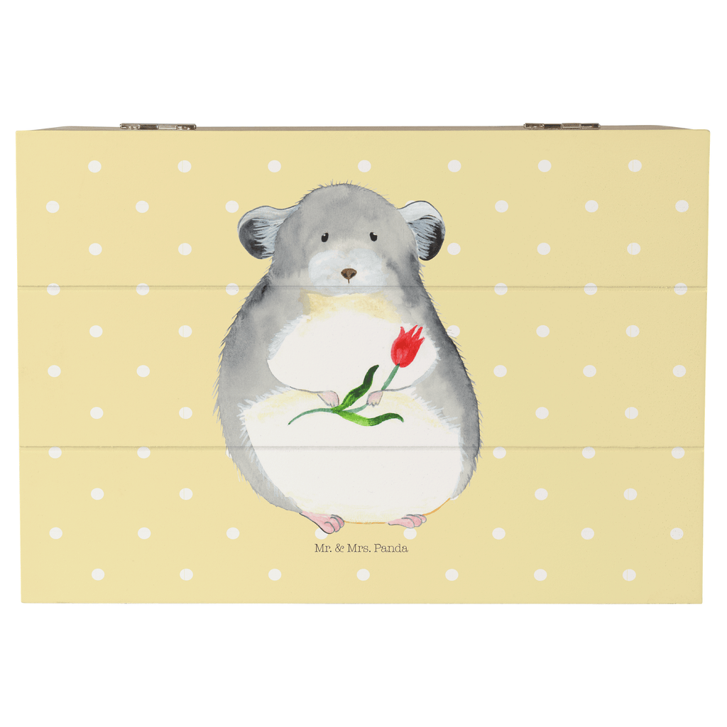 Holzkiste Chinchilla mit Blume Holzkiste, Kiste, Schatzkiste, Truhe, Schatulle, XXL, Erinnerungsbox, Erinnerungskiste, Dekokiste, Aufbewahrungsbox, Tiermotive, Gute Laune, lustige Sprüche, Tiere, Chinchilla, Chinchillas, Liebeskummer, Kummer, Depressionen, traurig sein, Chaos, Glücklichsein, Büro, Büroalltag