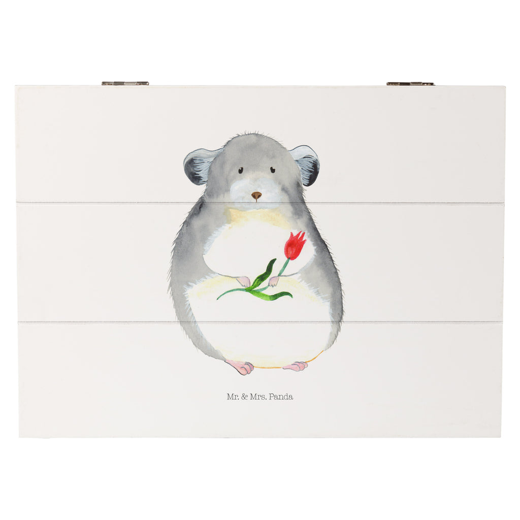 Holzkiste Chinchilla mit Blume Holzkiste, Kiste, Schatzkiste, Truhe, Schatulle, XXL, Erinnerungsbox, Erinnerungskiste, Dekokiste, Aufbewahrungsbox, Tiermotive, Gute Laune, lustige Sprüche, Tiere, Chinchilla, Chinchillas, Liebeskummer, Kummer, Depressionen, traurig sein, Chaos, Glücklichsein, Büro, Büroalltag