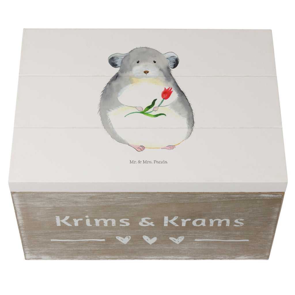 Holzkiste Chinchilla mit Blume Holzkiste, Kiste, Schatzkiste, Truhe, Schatulle, XXL, Erinnerungsbox, Erinnerungskiste, Dekokiste, Aufbewahrungsbox, Tiermotive, Gute Laune, lustige Sprüche, Tiere, Chinchilla, Chinchillas, Liebeskummer, Kummer, Depressionen, traurig sein, Chaos, Glücklichsein, Büro, Büroalltag