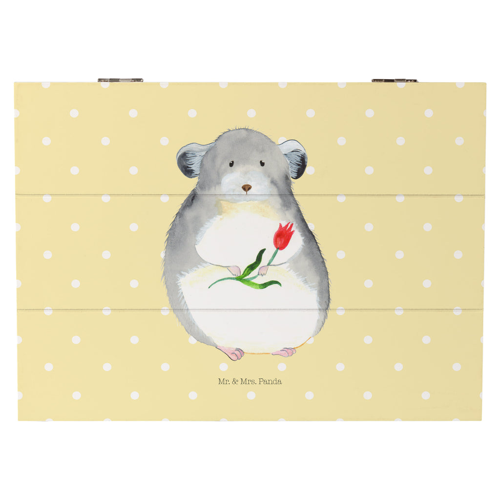 Holzkiste Chinchilla mit Blume Holzkiste, Kiste, Schatzkiste, Truhe, Schatulle, XXL, Erinnerungsbox, Erinnerungskiste, Dekokiste, Aufbewahrungsbox, Tiermotive, Gute Laune, lustige Sprüche, Tiere, Chinchilla, Chinchillas, Liebeskummer, Kummer, Depressionen, traurig sein, Chaos, Glücklichsein, Büro, Büroalltag