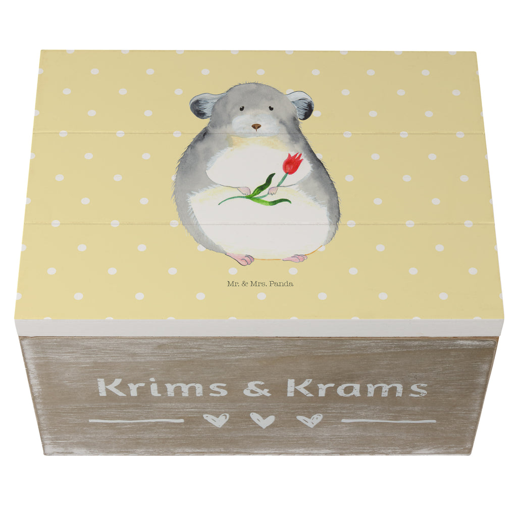 Holzkiste Chinchilla mit Blume Holzkiste, Kiste, Schatzkiste, Truhe, Schatulle, XXL, Erinnerungsbox, Erinnerungskiste, Dekokiste, Aufbewahrungsbox, Tiermotive, Gute Laune, lustige Sprüche, Tiere, Chinchilla, Chinchillas, Liebeskummer, Kummer, Depressionen, traurig sein, Chaos, Glücklichsein, Büro, Büroalltag