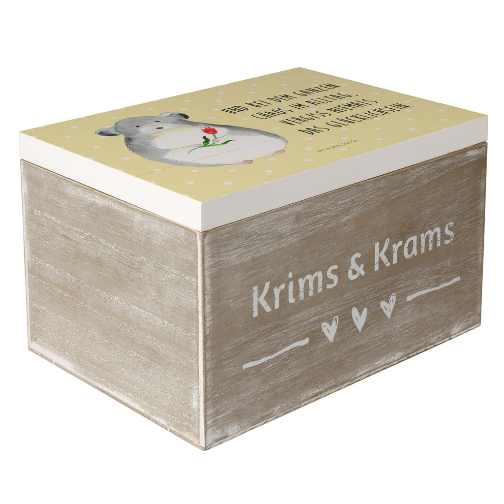 Holzkiste Chinchilla mit Blume Holzkiste, Kiste, Schatzkiste, Truhe, Schatulle, XXL, Erinnerungsbox, Erinnerungskiste, Dekokiste, Aufbewahrungsbox, Tiermotive, Gute Laune, lustige Sprüche, Tiere, Chinchilla, Chinchillas, Liebeskummer, Kummer, Depressionen, traurig sein, Chaos, Glücklichsein, Büro, Büroalltag