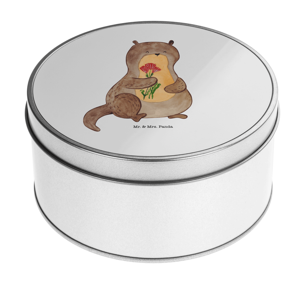 Blechdose rund Otter Blumenstrauß Metalldose, Keksdose, Dose, Vorratsdose, Geschenkbox, Otter, Fischotter, Seeotter, Otter Seeotter See Otter