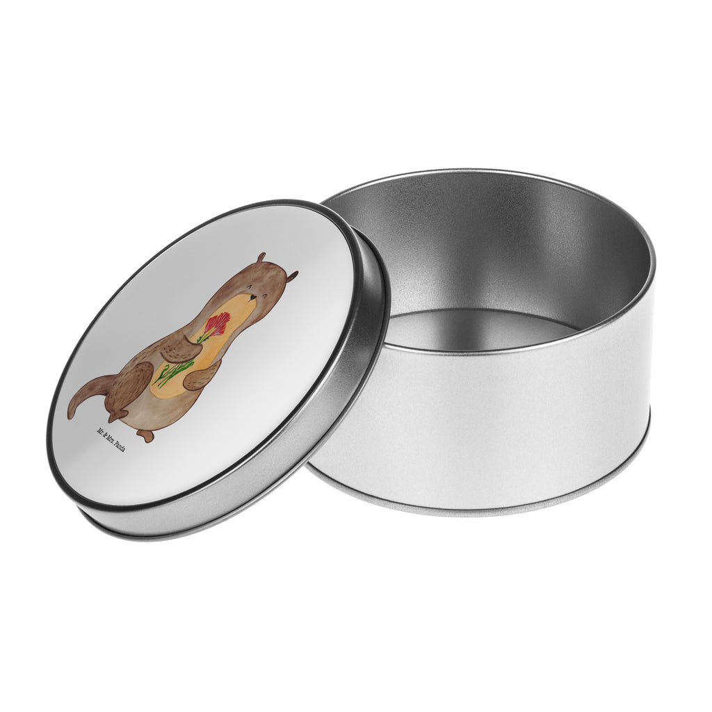Blechdose rund Otter Blumenstrauß Metalldose, Keksdose, Dose, Vorratsdose, Geschenkbox, Otter, Fischotter, Seeotter, Otter Seeotter See Otter